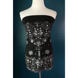 Vintage Y2K 90s Black Sliver Tube Top Sequin Glitter Fairy Feminine Whimsigoth M